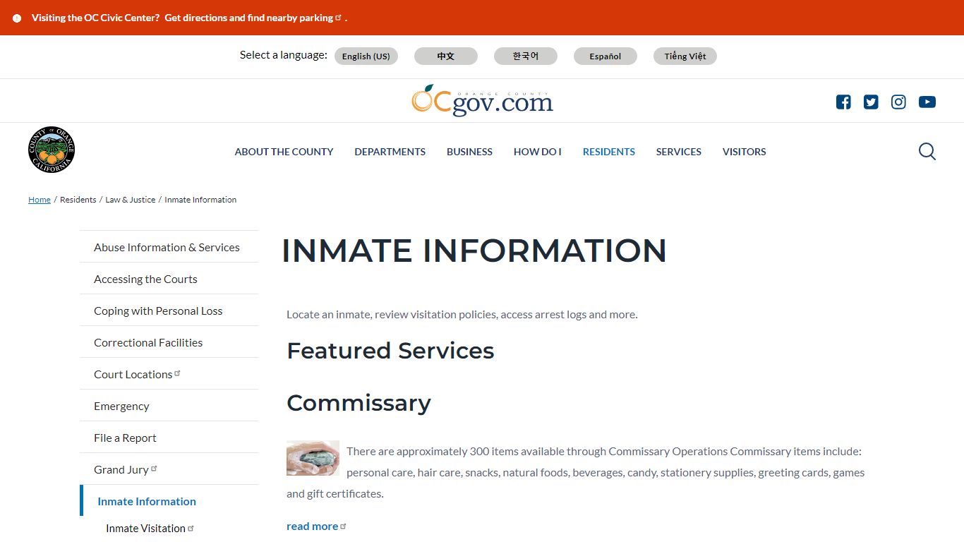 Inmate Information | Orange County