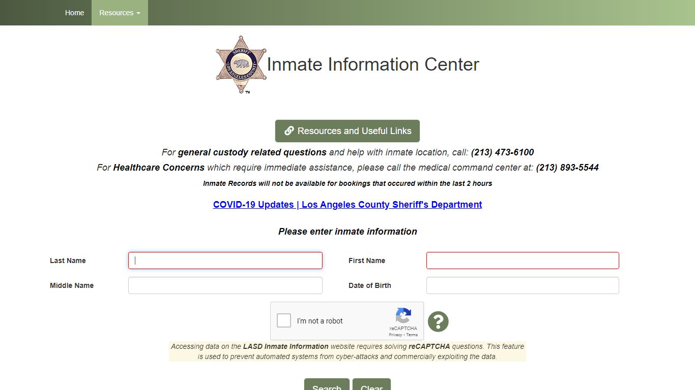 Portal Home - Inmate Information Center